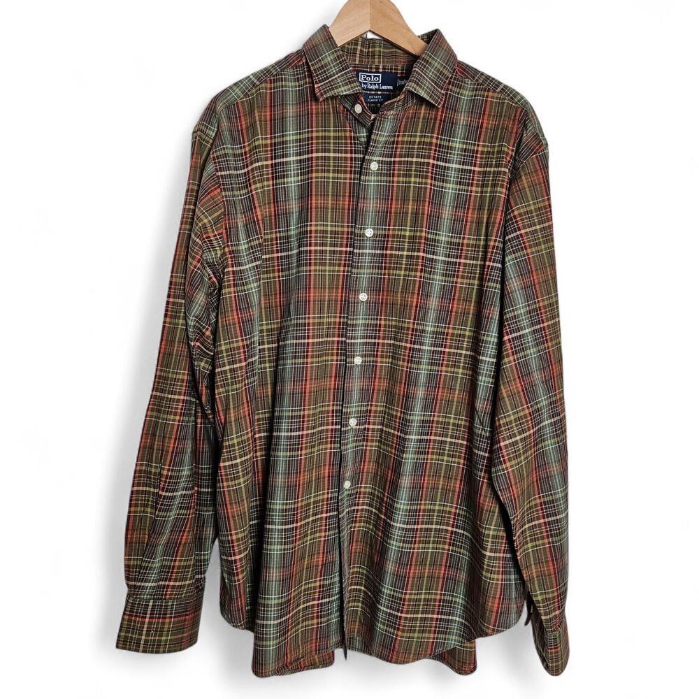 Polo Ralph Lauren Mens VTG Estate Classic Fit Plaid Button Down Shirt Sz 18/XXL